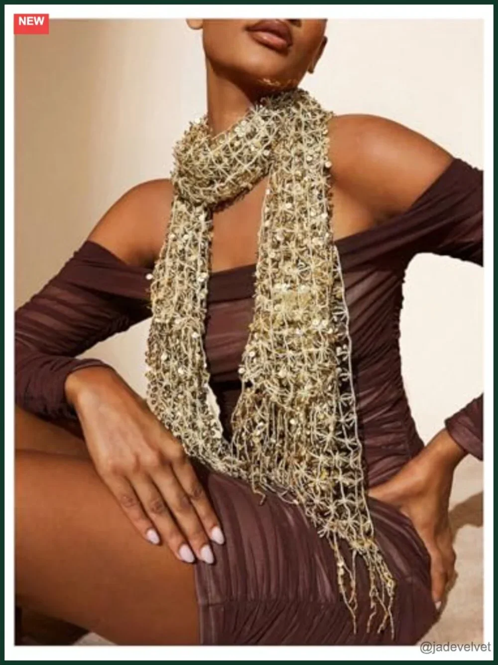 Sequin Beaded Sparkly Headscarf Belly Dance Hip Scarf Glitter Neck Scarves